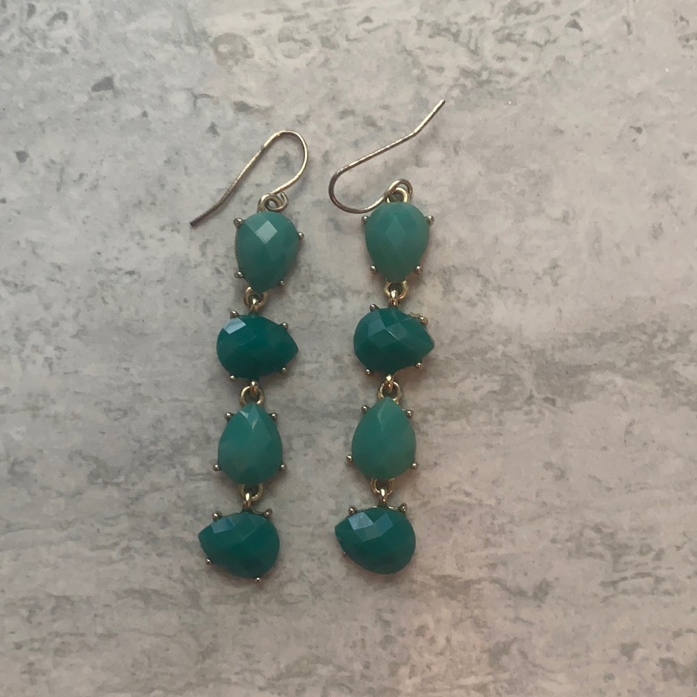 COPY - Earrings. Gold with green colored jewels.